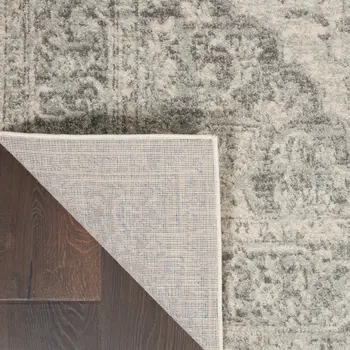 5' Ivory And Blue Floral Round Rug