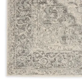 5' Ivory And Blue Floral Round Rug