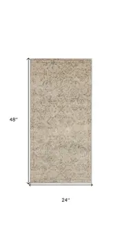 2' X 4' Beige And Gray Oriental Distressed Area Rug