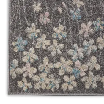 2' X 4' Navy Blue and Ivory Floral Area Rug