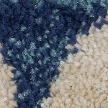 2' X 4' Turquoise Cream and Navy Blue Floral Distressed Area Rug