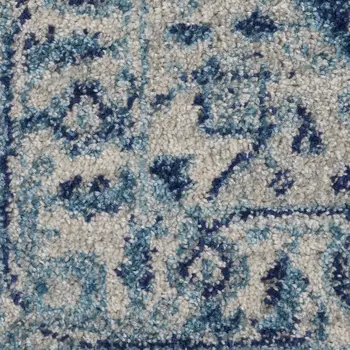 2' X 4' Ivory And Navy Blue Floral Medallion Distressed Area Rug
