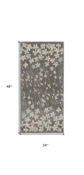 2' X 4' Beige And Gray Floral Area Rug