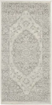 2' X 4' Ivory And Gray Floral Medallion Distressed Area Rug