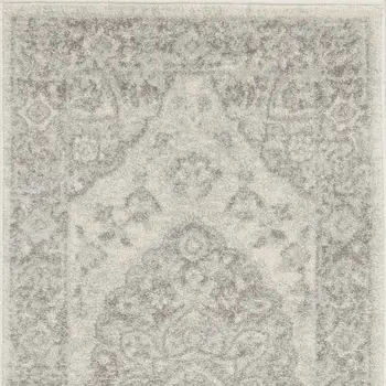 2' X 4' Ivory And Gray Floral Medallion Distressed Area Rug