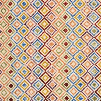 8' X 11' Ivory Blue And Red Wool Geometric Hand Tufted Area Rug