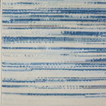 7' Ivory Blue and Gray Striped Runner Rug