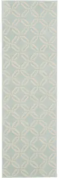 7' Beige and Green Trellis Runner Rug