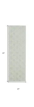 7' Beige and Green Trellis Runner Rug
