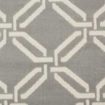 7' Beige and Gray Trellis Runner Rug