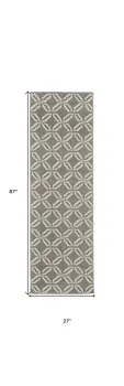 7' Beige and Gray Trellis Runner Rug