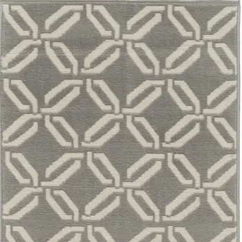 7' Beige and Gray Trellis Runner Rug
