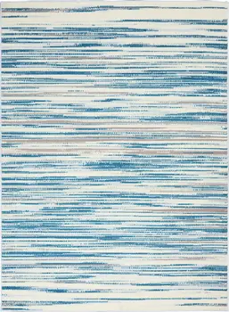 4' X 6' Ivory Blue and Gray Striped Area Rug