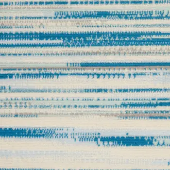 4' X 6' Ivory Blue and Gray Striped Area Rug