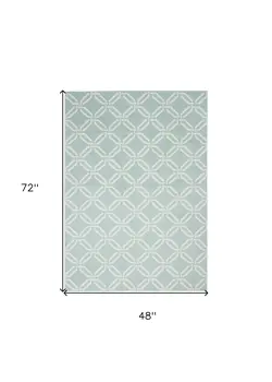 4' X 6' Beige and Green Trellis Area Rug