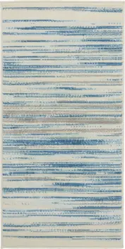 2' X 4' Ivory Blue and Gray Striped Area Rug