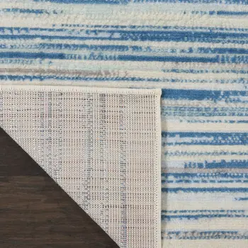 2' X 4' Ivory Blue and Gray Striped Area Rug