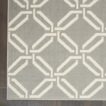 2' X 4' Gray and Ivory Trellis Area Rug