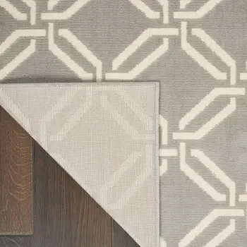 2' X 4' Gray and Ivory Trellis Area Rug