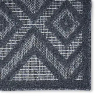 6' Blue Oriental Distressed Runner Rug