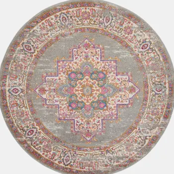 5' X 8' Blue and Beige Floral Distressed Area Rug