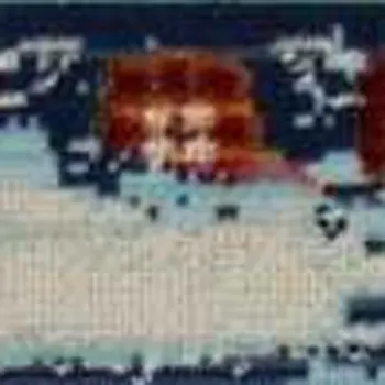 4' X 6' Blue Red And Orange Floral Distressed Area Rug
