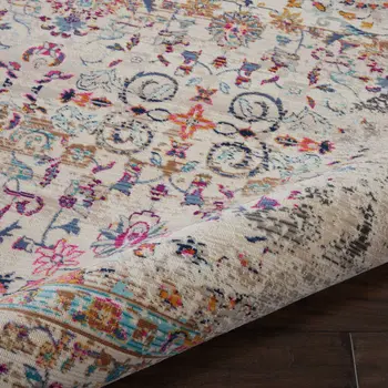 4' X 6' Ivory And Brown Floral Distressed Area Rug