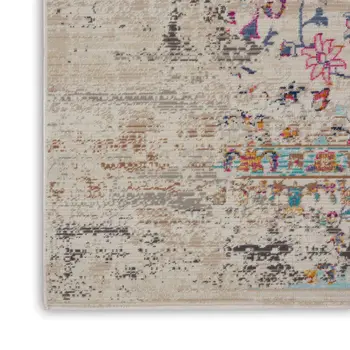 4' X 6' Ivory And Brown Floral Distressed Area Rug
