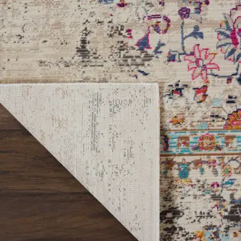 4' X 6' Ivory And Brown Floral Distressed Area Rug