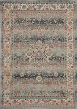 4' X 6' Ivory Brown And Gray Floral Distressed Area Rug