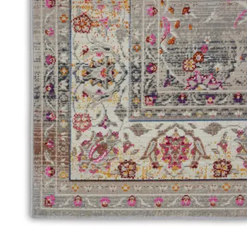 4' X 6' Ivory Brown And Gray Floral Distressed Area Rug