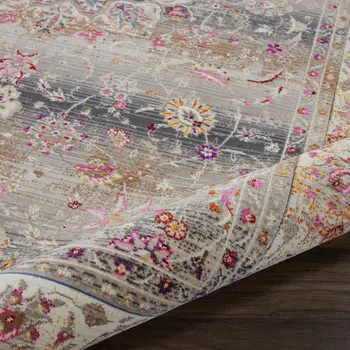4' X 6' Ivory Brown And Gray Floral Distressed Area Rug