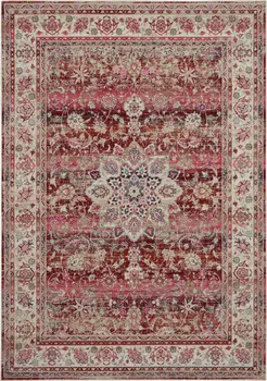 4' X 6' Ivory And Red Floral Distressed Area Rug
