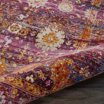 4' X 6' Blue Yellow And Red Floral Distressed Area Rug