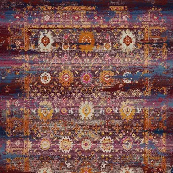 4' X 6' Blue Yellow And Red Floral Distressed Area Rug