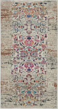 2' X 4' Ivory And Brown Floral Distressed Area Rug