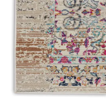 2' X 4' Ivory And Brown Floral Distressed Area Rug