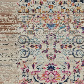 2' X 4' Ivory And Brown Floral Distressed Area Rug