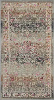 2' X 4' Ivory Brown And Gray Floral Distressed Area Rug