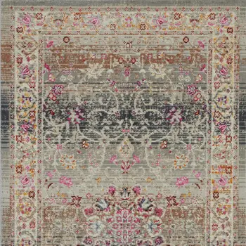 2' X 4' Ivory Brown And Gray Floral Distressed Area Rug