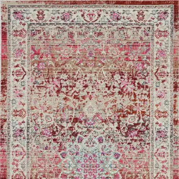 2' X 4' Ivory And Red Floral Distressed Area Rug