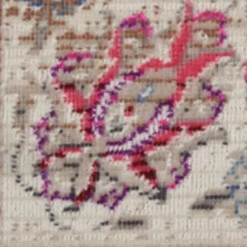 2' X 4' Ivory And Red Floral Distressed Area Rug