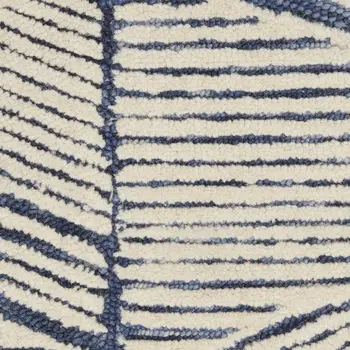 8' X 12' Blue And White Wool Geometric Area Rug