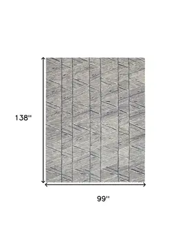 8' X 12' Blue And White Wool Geometric Area Rug