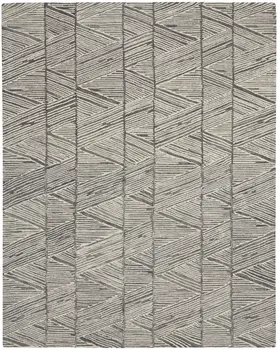 8' X 12' Gray and White Wool Abstract Area Rug