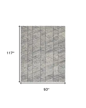 8' X 10' Blue and White Wool Abstract Area Rug