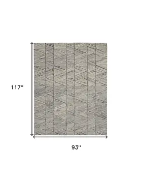 8' X 10' Gray And White Wool Abstract Area Rug