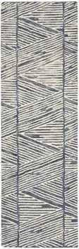 8' Blue and White Wool Abstract Runner Rug