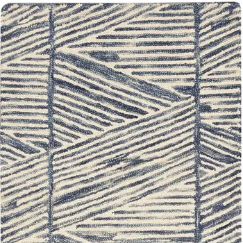 8' Blue and White Wool Abstract Runner Rug