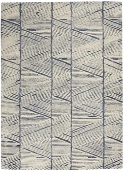 5' X 7' Blue And White Wool Abstract Area Rug